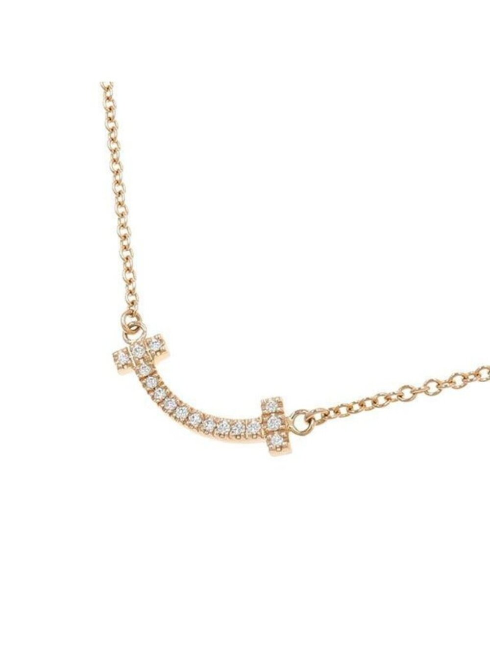 Tiffany & Co T Smile Diamond Necklace Mini